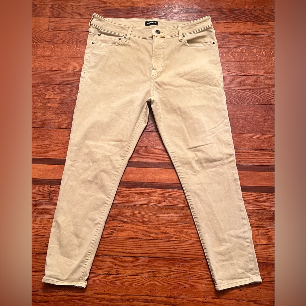 Express Men's Skinny Jeans in Light Khaki